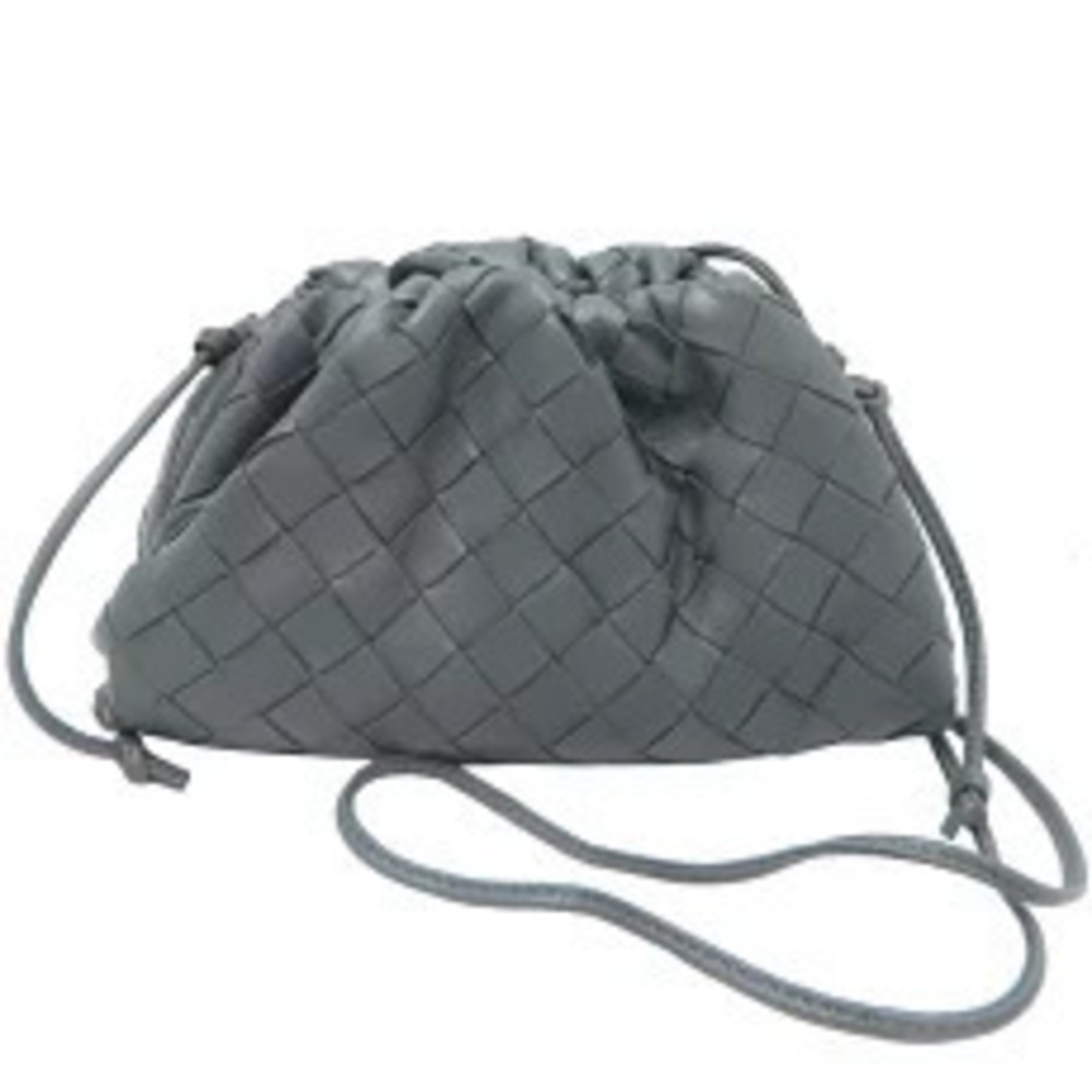 Bottega Veneta Intrecciato Pouch Clutch Leather Gray